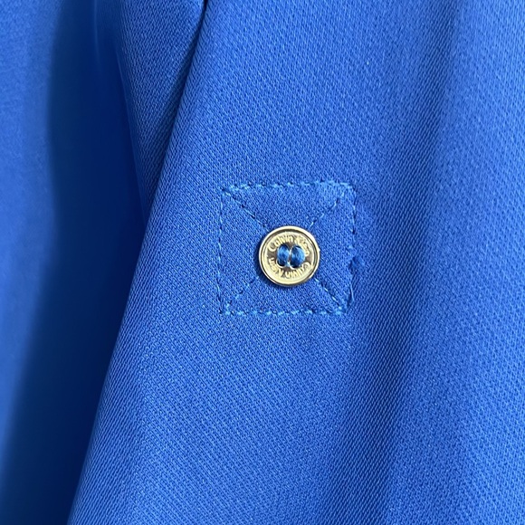 Women’s Large Blue Calvin Klein Button-Sleeve Top - Picture 7 of 11